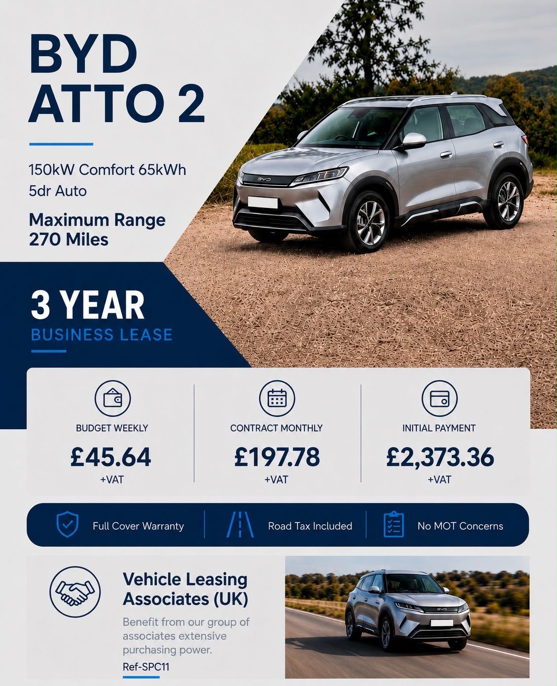 BYD Atto 2 electric — 3 year business lease